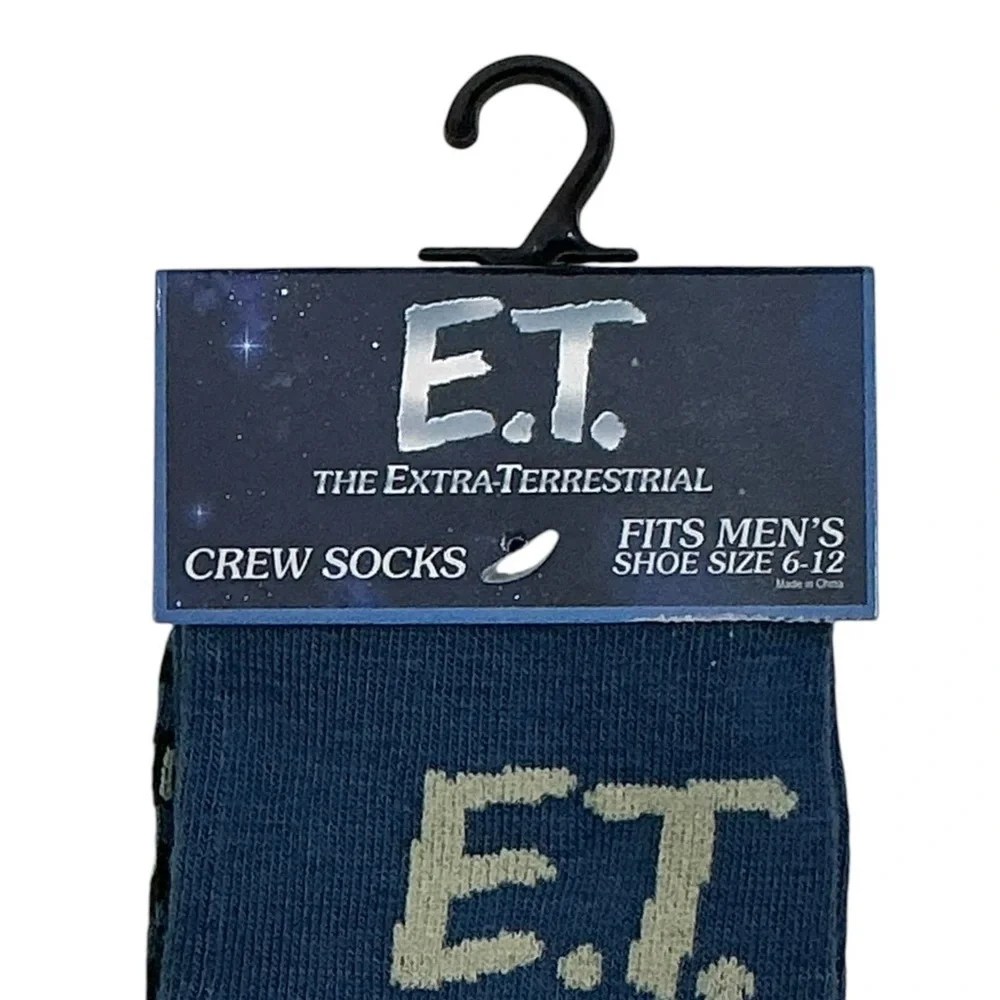 E.T. Crew Socks Mens Novelty Funny Print Black by Odd Sox Unisex OS Shoe 6-12